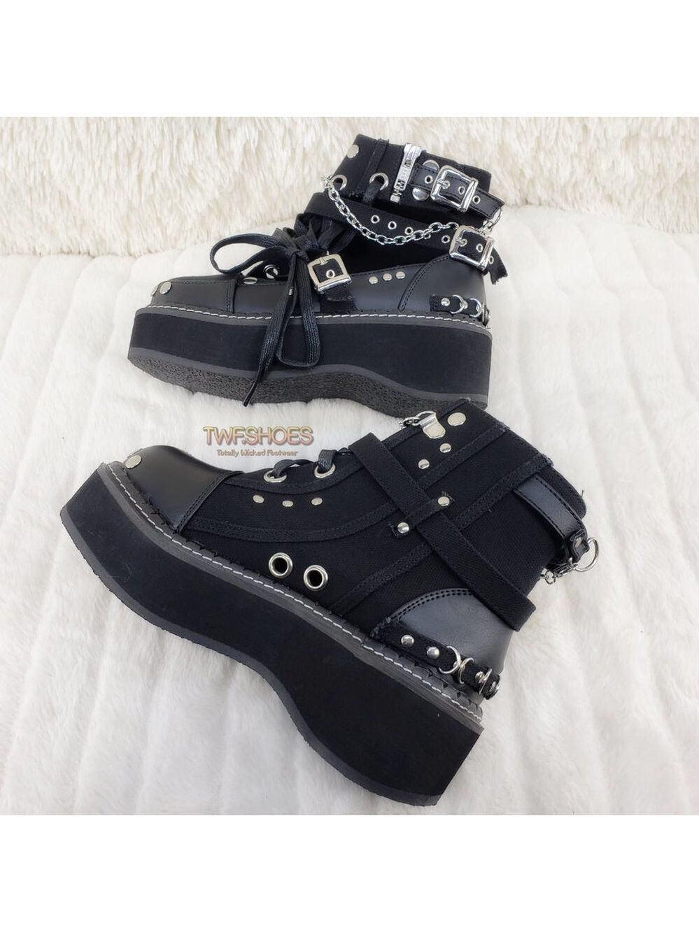 Emily Cut Out Platform Sandal Boots Goth Punk Ankle Boots - Picture 4 of 15